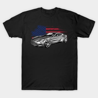 Aston Martin One-77 (2009–2012) Cars Form American Flag T-Shirt